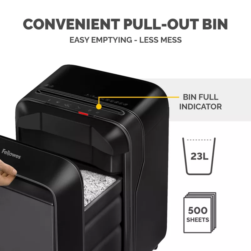Fellowes Powershred LX210 Micro-Cut Καταστροφέας Εγγράφων, 15 φύλλα, 23 λίτρα, Μαύρο
