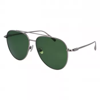 FERRAGAMO SF308S-44 ανδρικό ορθογώνιο γυαλί ηλίου - καφέ σκελετός ασετάτ havana, γκρι φακοί πολυανθρακικού, προστασία UV400