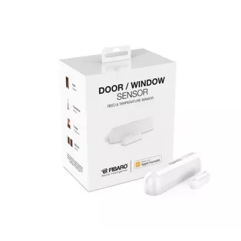 Fibaro Αισθητήρας πόρτας/παραθύρου 2 για Apple HomeKit – Λευκό, Bluetooth Low Energy, ενσωματωμένος αισθητήρας θερμοκρασίας