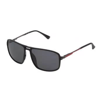 FILA ανδρικά γυαλιά ηλίου SF9329-58U28Z - ορθογώνιος ματ μαύρος σκελετός με φακούς πολυανθρακικού καπνού, προστασία UV400