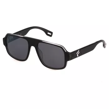 FILA SFI529-5401D1 Unisex ορθογώνια γυαλιά ηλίου, μαύρος σκελετός, φακοί καπνού, 54/18/140 mm