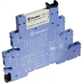 Finder Σειρά 38 Μονάδα Ρελέ Διεπαφής, 1 CO 6A, Πηνίο 12V DC, 6,2mm, Push-in 38.51.7.012.5050