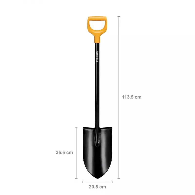 Fiskars Solid+ XL Φτυάρι με κοφτερή λεπίδα και ατσάλινη λαβή D, λεπίδα από χάλυβα Borst, 1250 mm