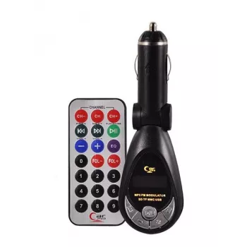 FM-Transmitter CMP05 με Τηλεχειριστήριο, Υποδοχή USB, MicroUSB, Υποδοχή Καρτών SD/TF, 87,5-108 MHz, 12V/24V, Μαύρο
