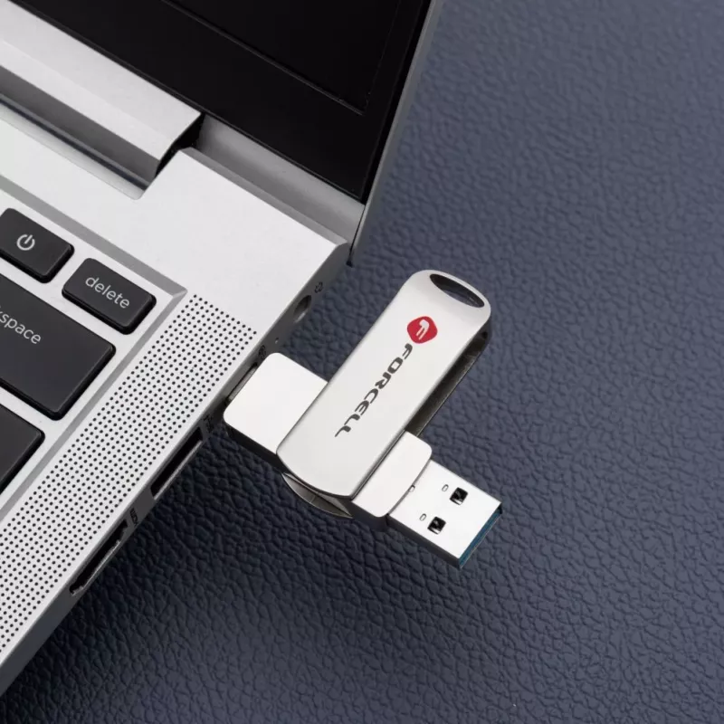 Forcell Pendrive 64GB USB 3.2 Gen 1 (USB-A / USB-C) F-Data Metal Duo ασημί