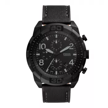 Fossil FS5874 ανδρικό ρολόι με μπλε καντράν και καφέ δερμάτινο λουράκι 42mm