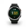 Garmin Approach S44 Ασημί Στεφάνη Αλουμινίου με Μαύρο Λουράκι Σιλικόνης