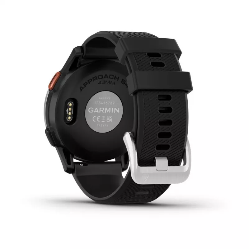 Garmin Approach S44 Ασημί Στεφάνη Αλουμινίου με Μαύρο Λουράκι Σιλικόνης