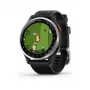 Garmin Approach S44 Ασημί Στεφάνη Αλουμινίου με Μαύρο Λουράκι Σιλικόνης