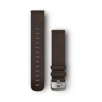 Garmin Quick Release λουράκια (20 mm) σκούρο καφέ δέρμα, ασημί εξαρτήματα
