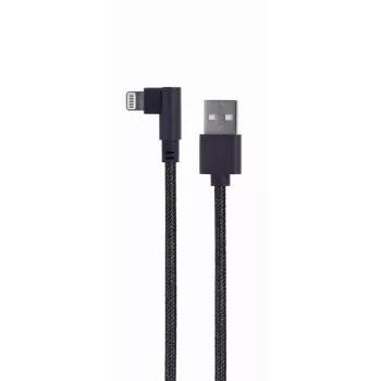 GEMBIRD Γωνιακό βύσμα πλεκτό καλώδιο USB-A σε 8-Pin Lightning 0,2 m Μαύρο