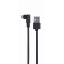GEMBIRD Γωνιακό βύσμα πλεκτό καλώδιο USB-A σε 8-Pin Lightning 0,2 m Μαύρο