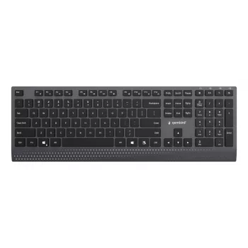 Gembird KB-MCH-06 Slim Ενσύρματο πολυμεσικό πληκτρολόγιο με προσαρμογέα Type-C, US-Layout, Μαύρο