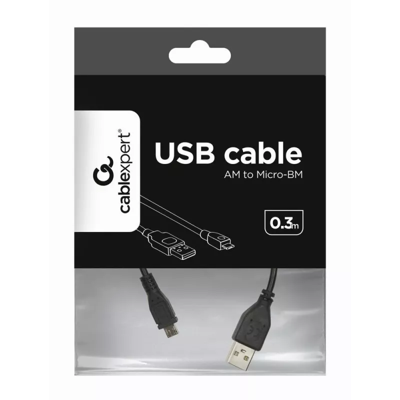 Gembird Καλώδιο USB 2.0 Micro-USB AM-MBM5P 0,3m Μαύρο
