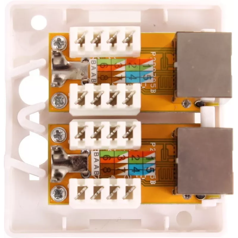 GETFORT GF-2G5EFTP Θωρακισμένη Επιτοίχια Πρίζα RJ45, 2 Θέσεων, Cat.5e, Λευκό