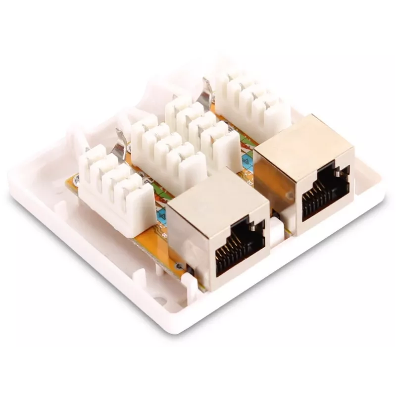 GETFORT GF-2G5EFTP Θωρακισμένη Επιτοίχια Πρίζα RJ45, 2 Θέσεων, Cat.5e, Λευκό