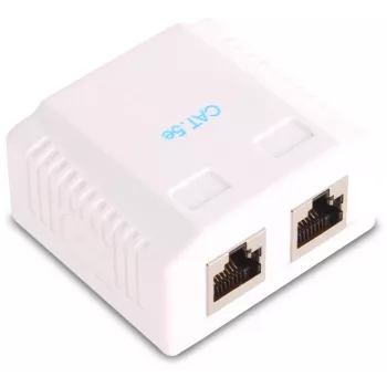 GETFORT GF-2G5EFTP Θωρακισμένη Επιτοίχια Πρίζα RJ45, 2 Θέσεων, Cat.5e, Λευκό
