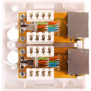 GETFORT GF-2G6FTP Θωρακισμένη πρίζα δικτύου επιτοίχιας τοποθέτησης, 2x RJ45, Cat6 FTP, Λευκό