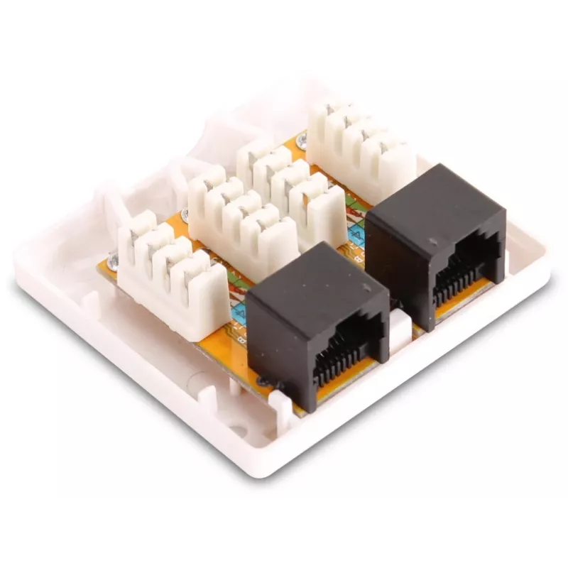 GETFORT GF-2G6UTP Surface-Mount 2-Port RJ45 Cat.6 UTP Network Socket, White
