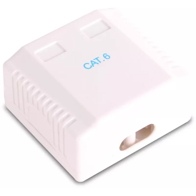 GETFORT GF-2G6UTP Surface-Mount 2-Port RJ45 Cat.6 UTP Network Socket, White