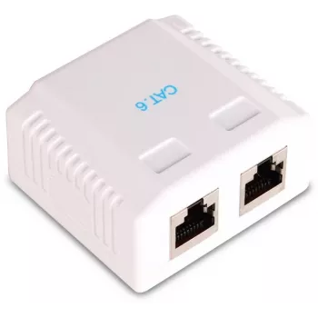 GETFORT GF-2G6UTP Surface-Mount 2-Port RJ45 Cat.6 UTP Network Socket, White