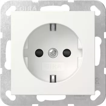 GIRA 418303 Πρίζα SCHUKO με αυξημένη προστασία επαφής, System 55, Λευκό γυαλιστερό