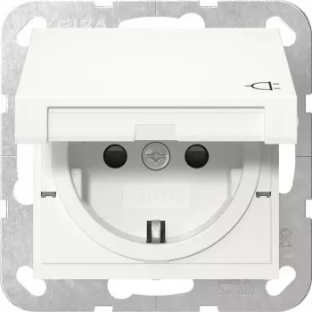 Gira 441427 Πρίζα SCHUKO με αναδιπλούμενο καπάκι, System 55, Λευκό