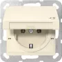 Gira 445401 Πρίζα SCHUKO με αναδιπλούμενο καπάκι, System 55, Κρεμ λευκό Γυαλιστερό