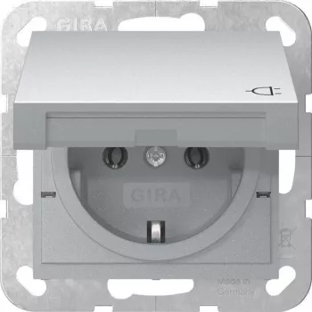 GIRA 445426 Πρίζα SCHUKO System 55 χωνευτή αλουμίνιο με καπάκι, 16 A, 250 V, IP44