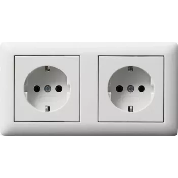 GIRA 479304 Πρίζα SCHUKO 2-πλή προ-καλωδιωμένη με πλαίσιο, λευκό