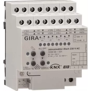 GIRA ενεργοποιητής ρολών 4 απλών REG KNX/EIB 230V AC 103900