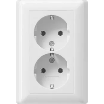 Gira Standard 55 Διπλή πρίζα SCHUKO, λευκό, κλέμες push-in, χωρίς άγκιστρα 078803