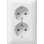 Gira Standard 55 Διπλή πρίζα SCHUKO, λευκό, κλέμες push-in, χωρίς άγκιστρα 078803