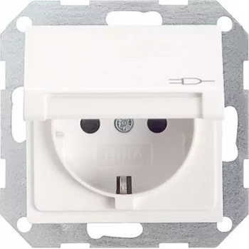 Gira System 55 Schuko Μονάδα πρίζας, λευκό γυαλιστερό, 16 A, 250 V, βιδωτοί ακροδέκτες, χωνευτή τοποθέτηση 045403
