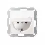 Gira System 55 Πρίζα Schuko με αναδιπλούμενο καπάκι, Λευκό Σατινέ 045427