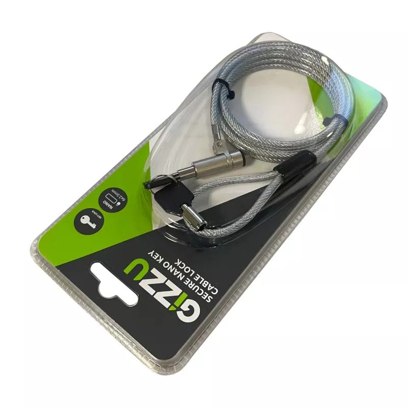 GIZZU 1,8 m Nano Key Lock Καλώδιο Ασφαλείας με Κλειδί - Μαύρο