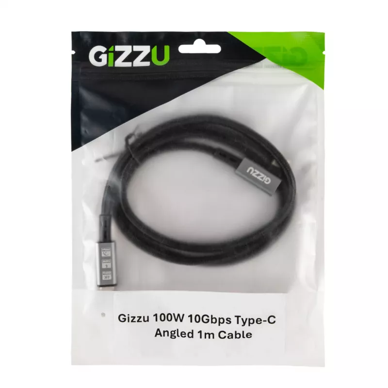 Gizzu Καλώδιο Type-C Γωνιακό 100W 10Gbps 1m