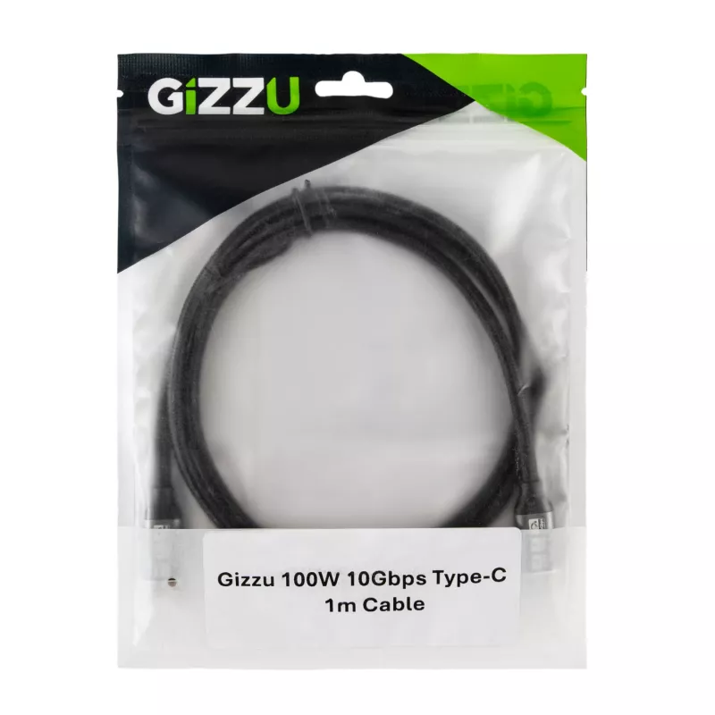 GIZZU 100W 10Gbps Καλώδιο USB-C σε USB-C 1m Μαύρο