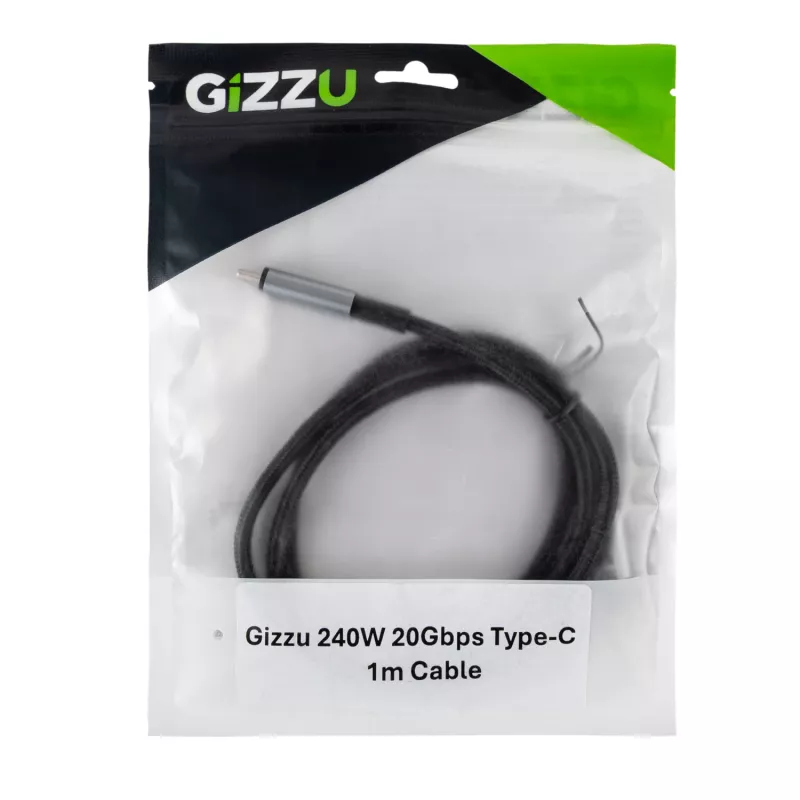 GIZZU 240W 20Gbps Καλώδιο USB-C σε USB-C 2m Μαύρο
