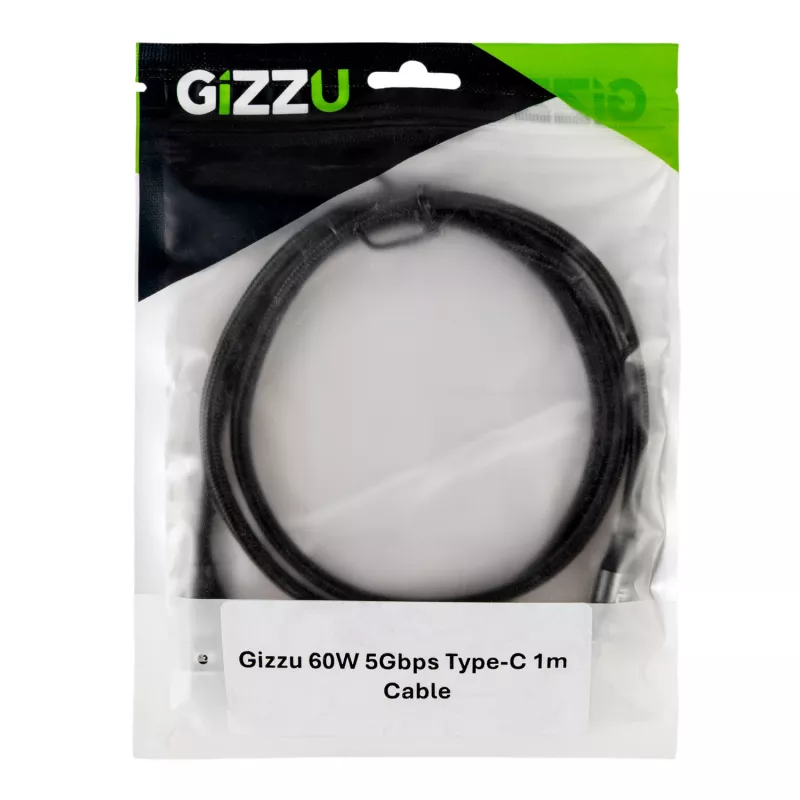 GIZZU καλώδιο 60W 5Gbps USB-C σε USB-C 2m μαύρο