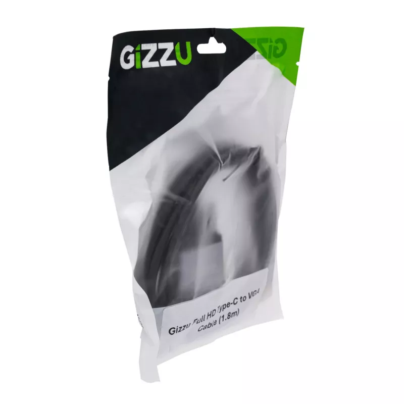 Gizzu Καλώδιο Αντάπτορα Full HD USB-C σε VGA 1,8 m Μαύρο