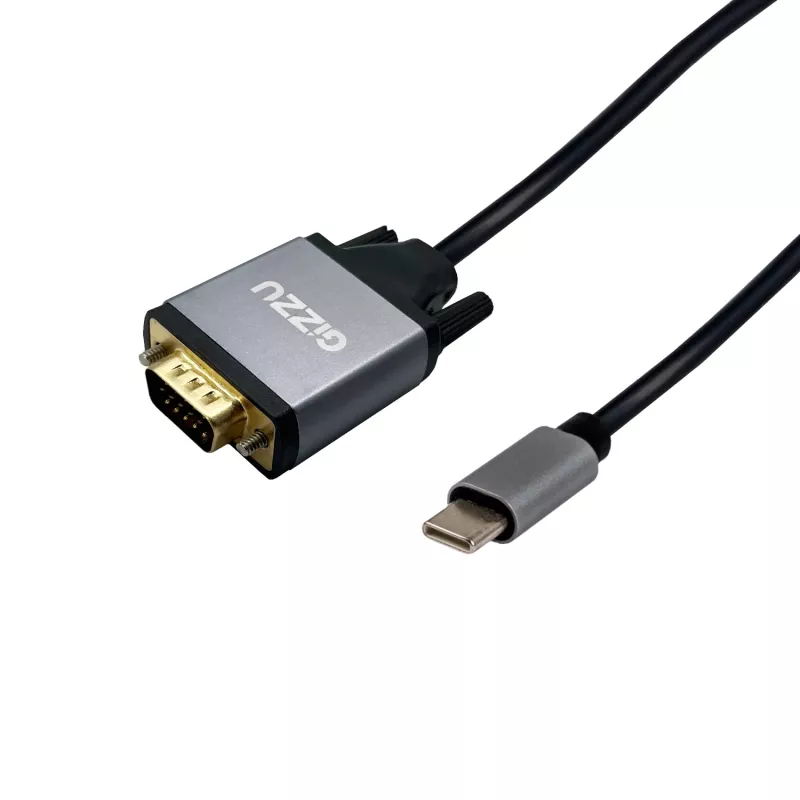 Gizzu Καλώδιο Αντάπτορα Full HD USB-C σε VGA 1,8 m Μαύρο