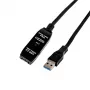 Gizzu USB3.0 Active Extension Cable 10m – 5Gbps SuperSpeed Repeater Cable with Signal Booster, USB-A αρσενικό σε θηλυκό, Bus-Powered with Optional DC Port, μαύρο
