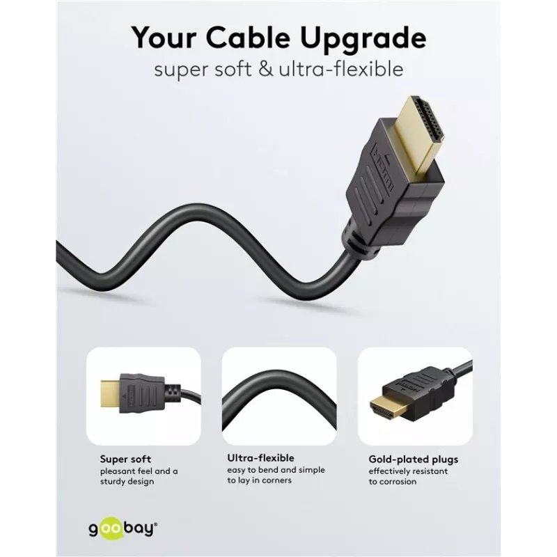 Goobay 80105 Μαλακό Καλώδιο HDMI Υψηλής Ταχύτητας με Ethernet - 5m Μαύρο