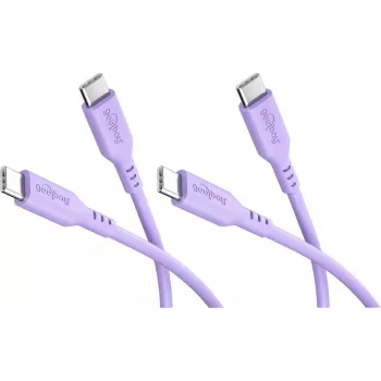 Goobay Σετ 2x καλώδια USB-C σιλικόνης, 1,5 m, Μωβ (81249)