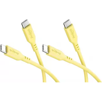 Goobay Σετ 2x καλώδια USB-C σιλικόνης, 1,5 m, Κίτρινο (81243)