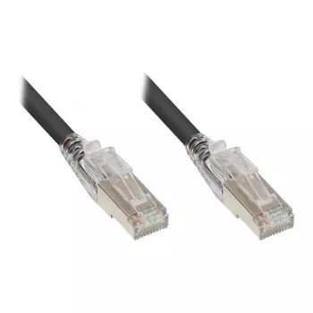 Καλώδιο patch Good Connections RNS® με προστασία γλωττίδας και ασφάλιση, Cat. 6A, S/FTP, PiMF, χωρίς αλογόνα (LSZH), 500 MHz, μαύρο, 0,5 m