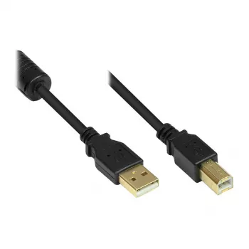Good Connections Καλώδιο USB 2.0 A σε B με πυρήνα φερρίτη, επιχρυσωμένο, μαύρο, 1m