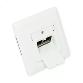 GoodConnections Cat.6A Netzwerk-Wandanschlussdose 2xRJ45 geschirmt Unterputz vertikaler Kabeleingang Signalweiß RAL9003
