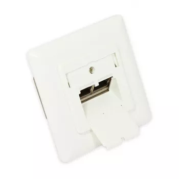 GoodConnections Cat.6A Netzwerk-Wandanschlussdose, 2xRJ45, geschirmt, Unterputz, designkompatibel, vertikaler Kabeleingang, Perlweiß RAL1013 (GC-N0021)